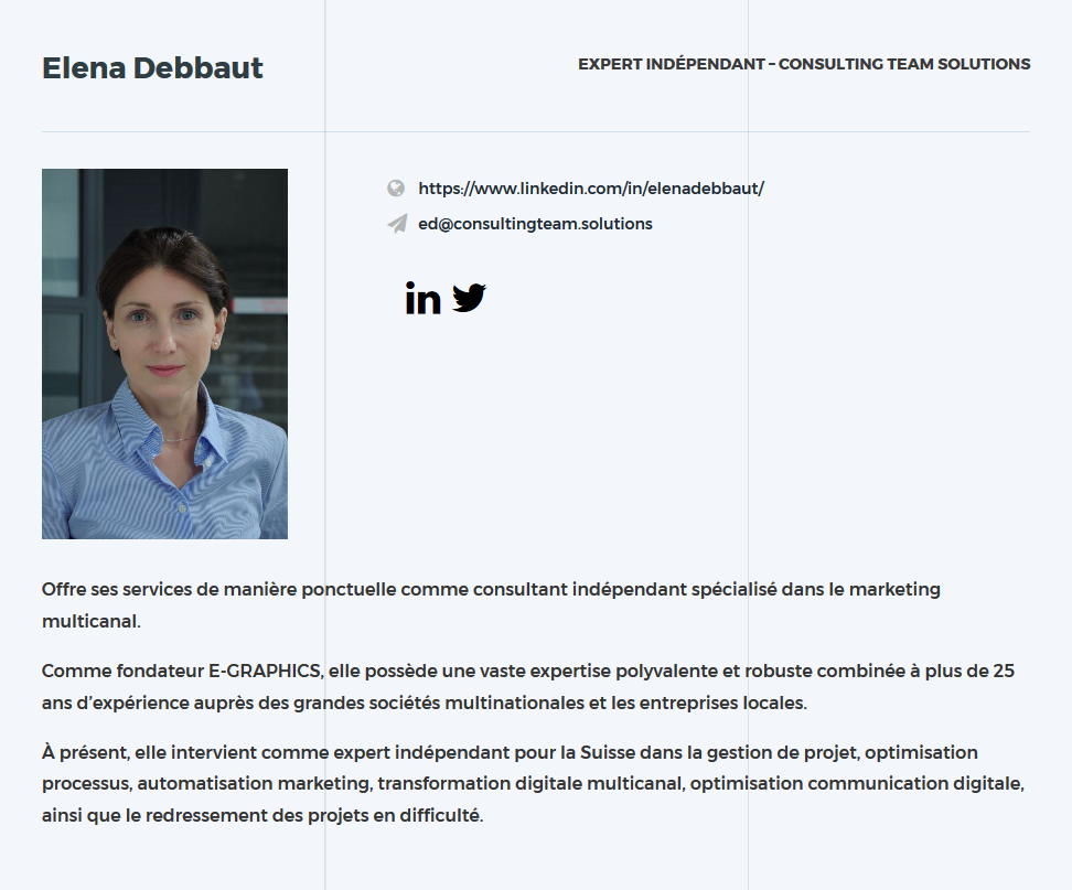 Elena Debbaut - fondateur E-GRAPHICS